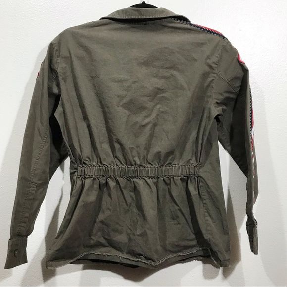 TopShop Floral Embroidered Olive Military Jacket - Picture 2 of 8